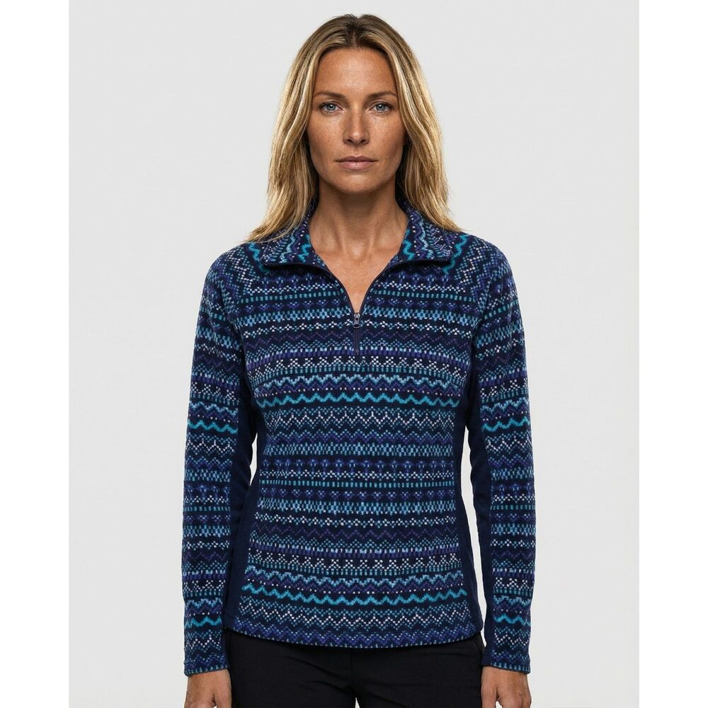 Columbia Patterned Blue Women's Fleece Top